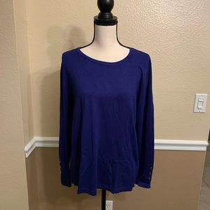 JM Collection Blue Crewneck Sweater Large